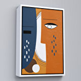 Kahverengi Çerçeveli Renkli Soyut Kadın Tablosu