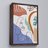 Altın Çerçeveli Renkli Soyut Kadın Tablosu