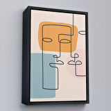 Beyaz Çerçeveli Renkli Soyut Kadın Tablosu