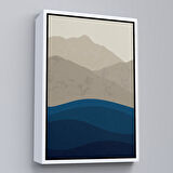 Beyaz Çerçeveli Mavi Gri Modern Dağlar Tablosu