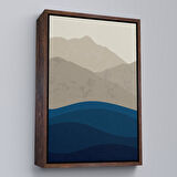 Beyaz Çerçeveli Mavi Gri Modern Dağlar Tablosu
