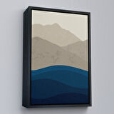 Beyaz Çerçeveli Mavi Gri Modern Dağlar Tablosu