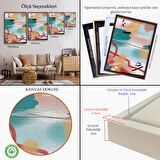 Altın Çerçeveli Renkli Soyut Şekiller Tablosu