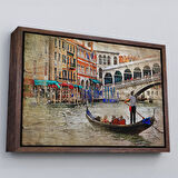 Beyaz Çerçeveli Venedik Kanalları Yağlıboya Çalışması Dekoratif Tablo