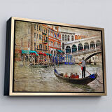 Beyaz Çerçeveli Venedik Kanalları Yağlıboya Çalışması Dekoratif Tablo