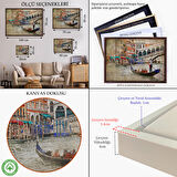 Beyaz Çerçeveli Venedik Kanalları Yağlıboya Çalışması Dekoratif Tablo