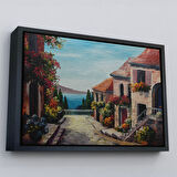 Kahverengi Çerçeveli Deniz Manzaralı Dekoratif Kanvas Duvar Tablosu