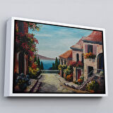 Kahverengi Çerçeveli Deniz Manzaralı Dekoratif Kanvas Duvar Tablosu