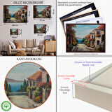 Kahverengi Çerçeveli Deniz Manzaralı Dekoratif Kanvas Duvar Tablosu