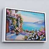 Altın Çerçeveli Deniz Manzaralı Güzel Ev Dekoratif Kanvas Duvar Tablosu