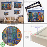 Altın Çerçeveli Hollanda Evleri Yağlıboya Görünüm Dekoratif Kanvas Tablo