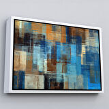 Beyaz Çerçeveli Soyut Yağlıboya Görünüm Dekoratif Kanvas Duvar Tablosu