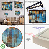 Beyaz Çerçeveli Soyut Yağlıboya Görünüm Dekoratif Kanvas Duvar Tablosu