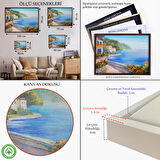 Siyah Çerçeveli Deniz Manzarası Yağlıboya Görünüm Dekoratif Kanvas Duvar Tablosu