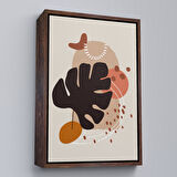 Kahverengi Çerçeveli Renkli Soyut Çiçekler Tablosu