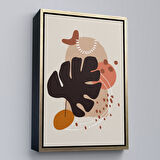 Kahverengi Çerçeveli Renkli Soyut Çiçekler Tablosu