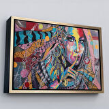 Altın Çerçeveli Koruyucu Kız Portresi Yağlıboya Görünüm Dekoratif Kanvas Duvar Tablosu