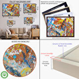 Altın Çerçeveli Soyut Yağlıboya Görünüm Dekoratif Kanvas Duvar Tablosu