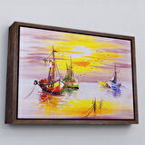 Kahverengi Çerçeveli Venedik İtalya Yağlıboya Görünüm Dekoratif Kanvas Duvar Tablosu