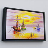 Kahverengi Çerçeveli Venedik İtalya Yağlıboya Görünüm Dekoratif Kanvas Duvar Tablosu