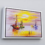 Kahverengi Çerçeveli Venedik İtalya Yağlıboya Görünüm Dekoratif Kanvas Duvar Tablosu