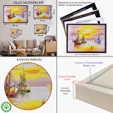 Kahverengi Çerçeveli Venedik İtalya Yağlıboya Görünüm Dekoratif Kanvas Duvar Tablosu