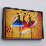 Kahverengi Çerçeveli İspanyol Dansı Yağlıboya Görünüm Dekoratif Kanvas Duvar Tablosu