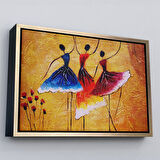 Kahverengi Çerçeveli İspanyol Dansı Yağlıboya Görünüm Dekoratif Kanvas Duvar Tablosu