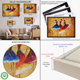 Kahverengi Çerçeveli İspanyol Dansı Yağlıboya Görünüm Dekoratif Kanvas Duvar Tablosu