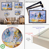 Siyah Çerçeveli Koşan Atlar Yağlıboya Görünüm Dekoratif Kanvas Duvar Tablosu