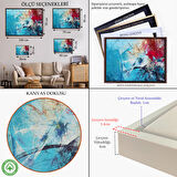 Siyah Çerçeveli Soyut Yağlıboya Görünüm Dekoratif Kanvas Duvar Tablo