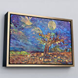 Altın Çerçeveli Yaşlı Ağaç ile Sihirli Moderd Manzara Duvar Tablosu