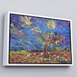 Altın Çerçeveli Yaşlı Ağaç ile Sihirli Moderd Manzara Duvar Tablosu