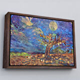 Altın Çerçeveli Yaşlı Ağaç ile Sihirli Moderd Manzara Duvar Tablosu