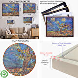 Altın Çerçeveli Yaşlı Ağaç ile Sihirli Moderd Manzara Duvar Tablosu