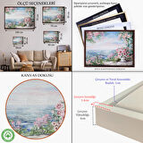 Kahverengi Çerçeveli Okyanus Manzaralı Yağlıboya Görünüm Dekoratif Kanvas Duvar Tablosu