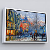 Kahverengi Çerçeveli Kiev Ukranya Yağlıboya Görünüm Dekoratif Kanvas Tablo