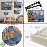 Kahverengi Çerçeveli Kiev Ukranya Yağlıboya Görünüm Dekoratif Kanvas Tablo