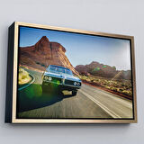 Siyah Çerçeveli Çölde Eski Araba Dekoratif Kanvas Duvar Tablosu