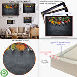 Kahverengi Çerçeveli Mutfak Masasın da Baharatlar Dekoratif Kanvas Duvar Tablosu