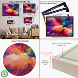 Altın Çerçeveli Yaratıcı Renkler Yağlıboya Görünüm Dekoratif Kanvas Duvar Tablosu