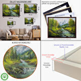 Altın Çerçeveli Karlı Dağlar ve İlk bahar Manzarası Duvar Tablosu