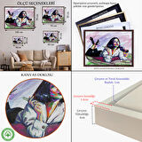 Altın Çerçeveli Silahlı Gangster Kız Pop Art Dekoratif Duvar Tablosu