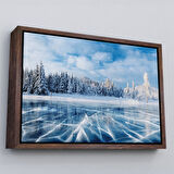 Siyah Çerçeveli Donmuş Göl Ukrayna Dekoratif Kanvas Duvar Tablosu
