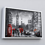 Kahverengi Çerçeveli Ingiltere Londra Yağlıboya Görünüm Dekoratif Tablo