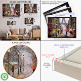 Siyah Çerçeveli Eyfel Manzarası Yağlıboya Görünüm Dekoratif Kanvas Duvar Tablosu