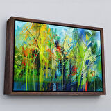 Kahverengi Çerçeveli Soyut Yağlıboya Görünüm Dekoratif Kanvas Duvar Tablosu