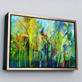 Kahverengi Çerçeveli Soyut Yağlıboya Görünüm Dekoratif Kanvas Duvar Tablosu