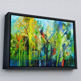 Kahverengi Çerçeveli Soyut Yağlıboya Görünüm Dekoratif Kanvas Duvar Tablosu