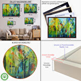 Kahverengi Çerçeveli Soyut Yağlıboya Görünüm Dekoratif Kanvas Duvar Tablosu